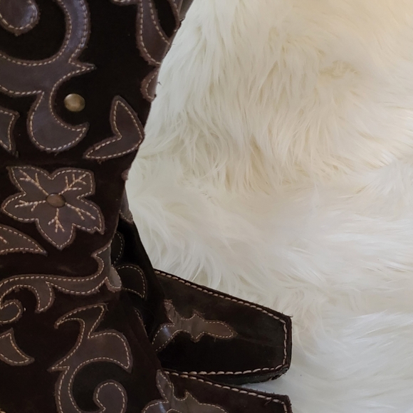 Pons Quintana tall suede and leather western wedge boots 6.5 - Picture 4 of 8